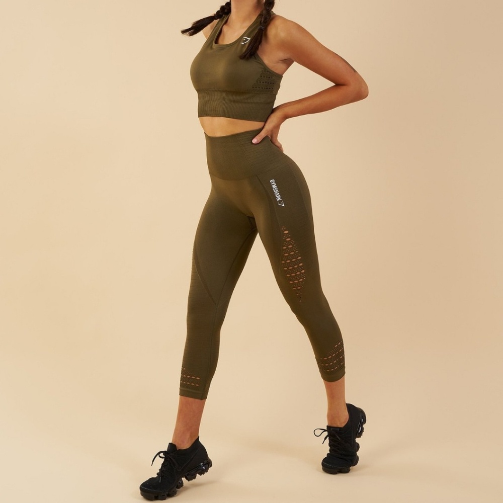 Gymshark Khaki Cropped Seamless Legging